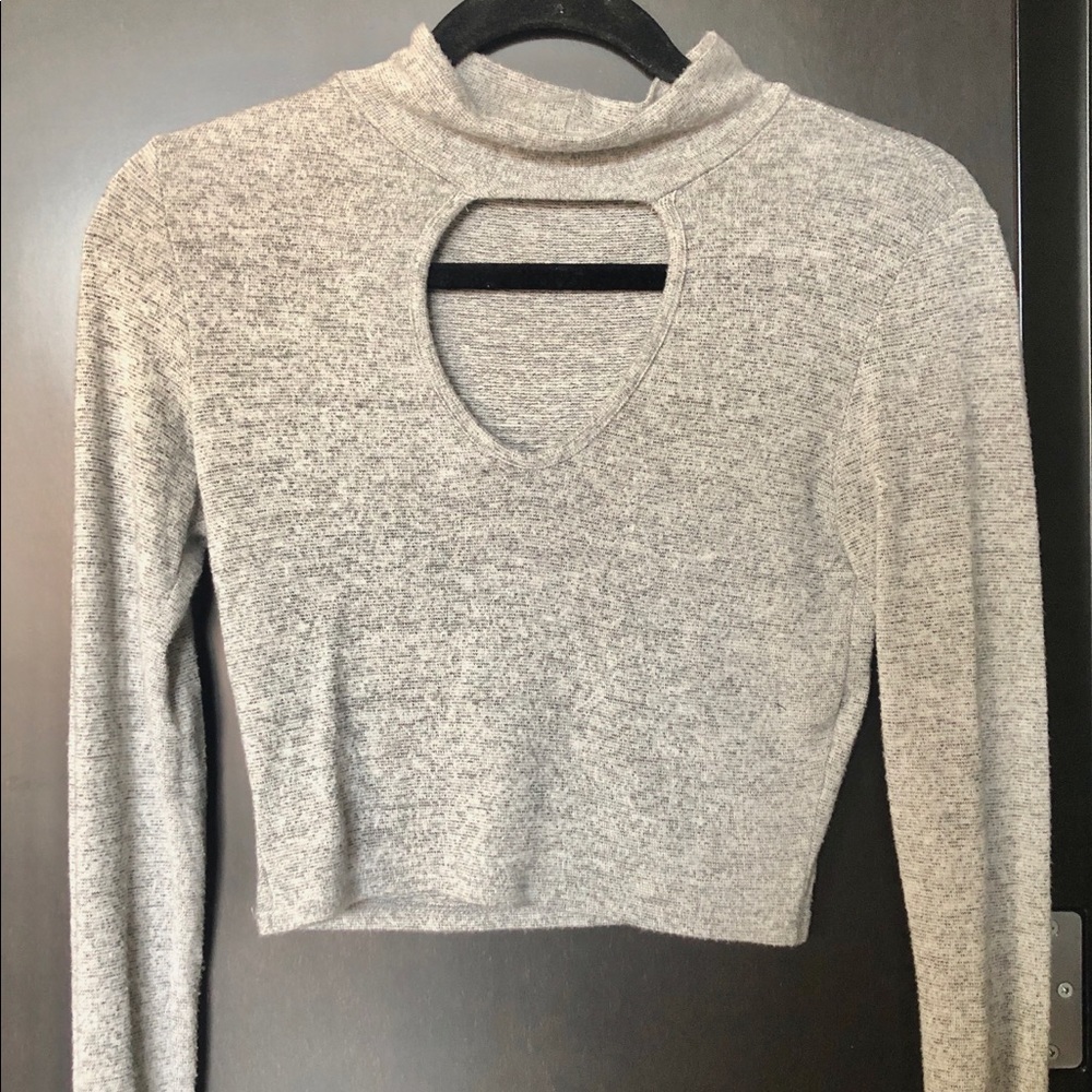 Long Sleeve Gray Crop Top